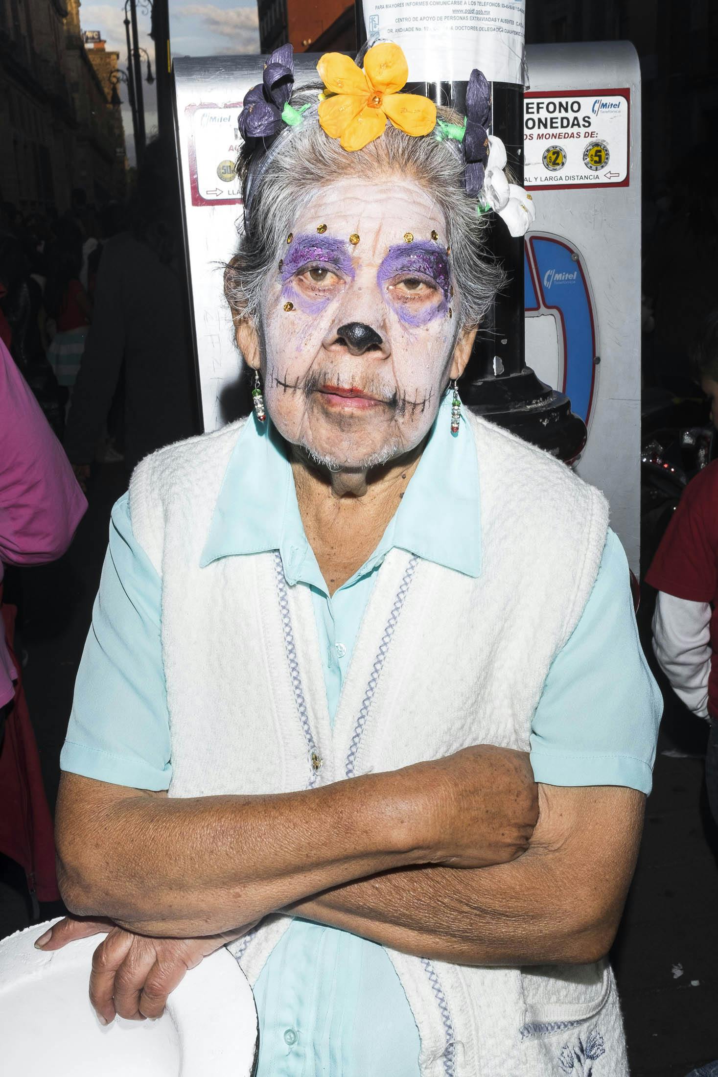 Grandma dressed up for day of the dead in Mexico