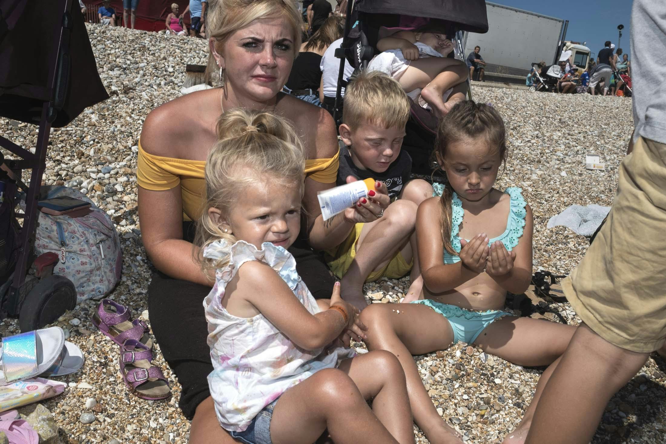 Mother and children in Selsey England