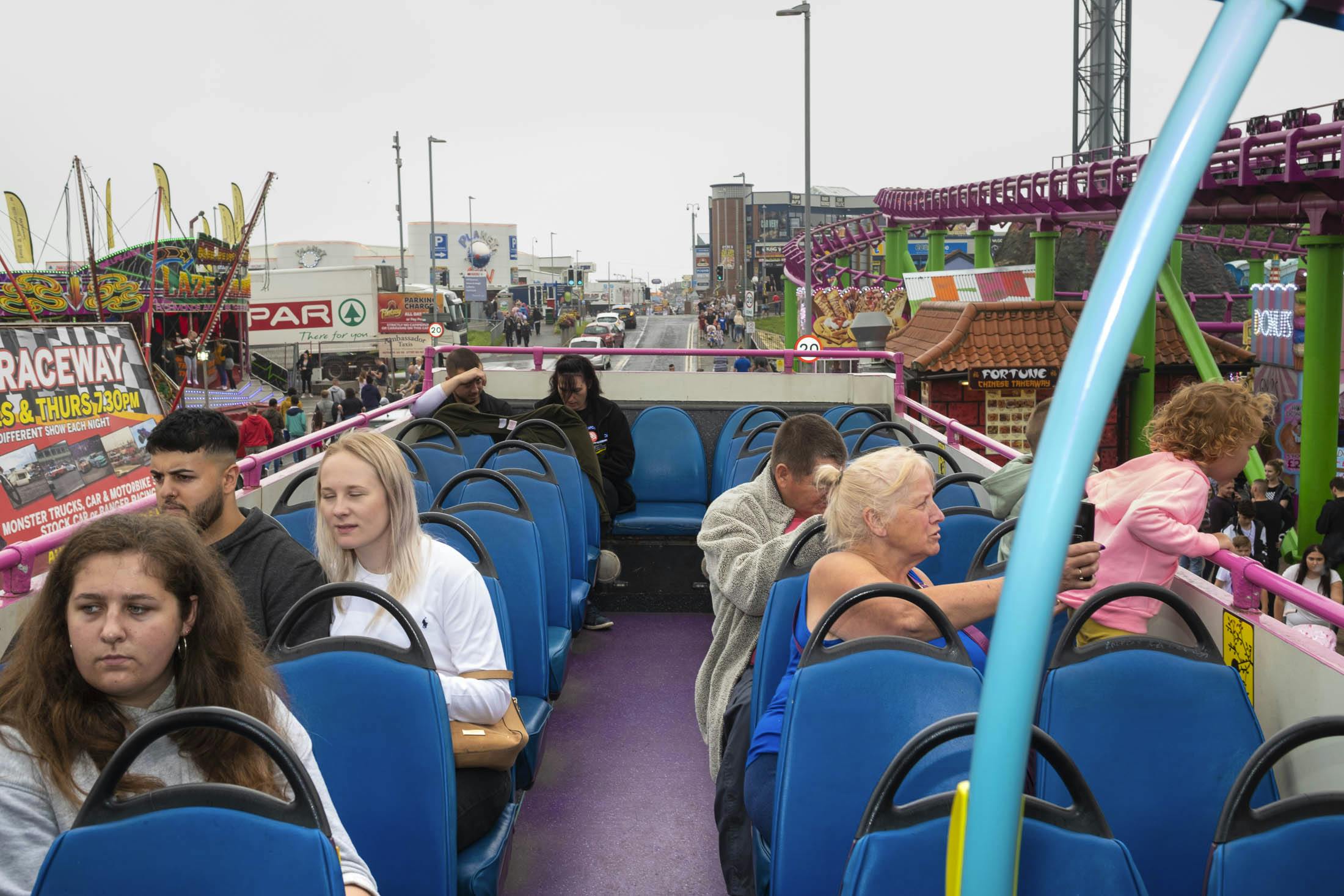Open top bus overlooking ingoldmells rollercoaster 