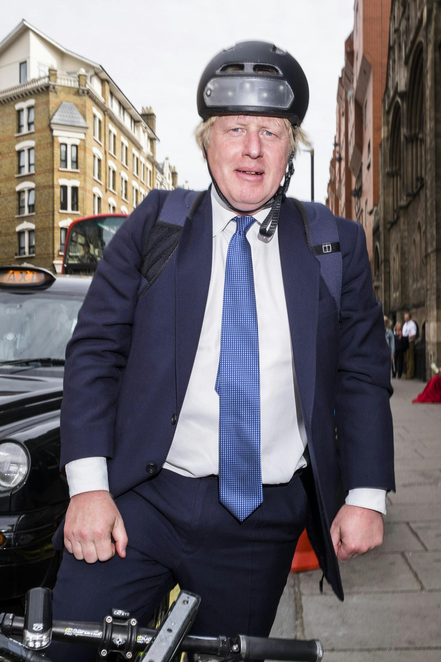 Boris Johnson on a bike in Central London