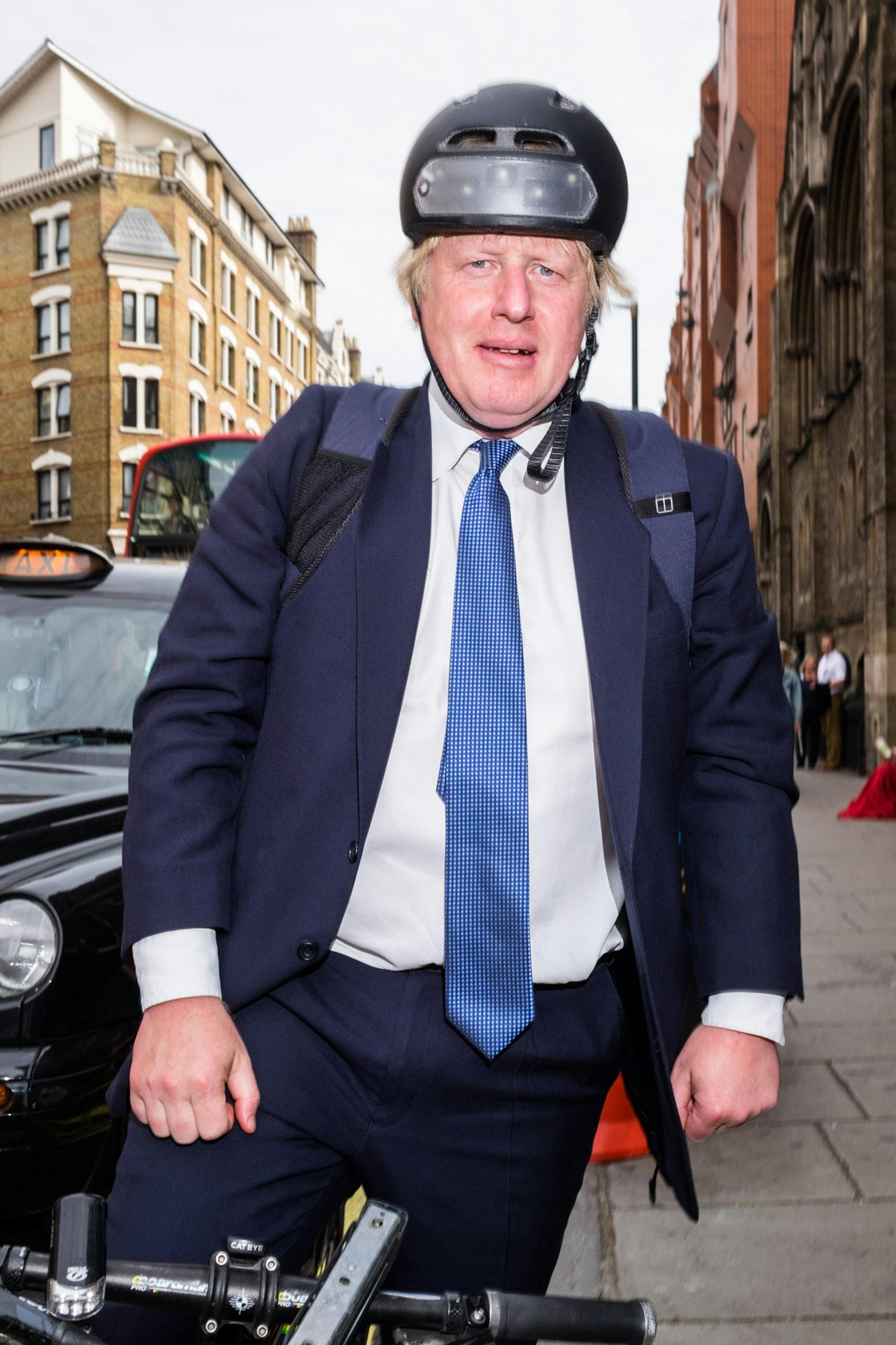 Boris Johnson on a bike in Central London